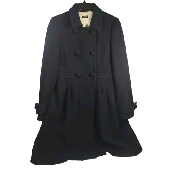 J Crew Women Double Breasted Navy Wool Blend Dark Academia Day Pea Coat … - Picture 1 of 7